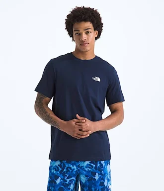 Herr-T-shirt med korta ärmar och enkel kupol