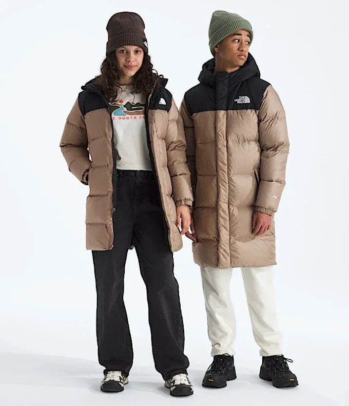 Nuptse lång parkas för pojkar och flickor Nuptse lång parkas för pojkar och flickor