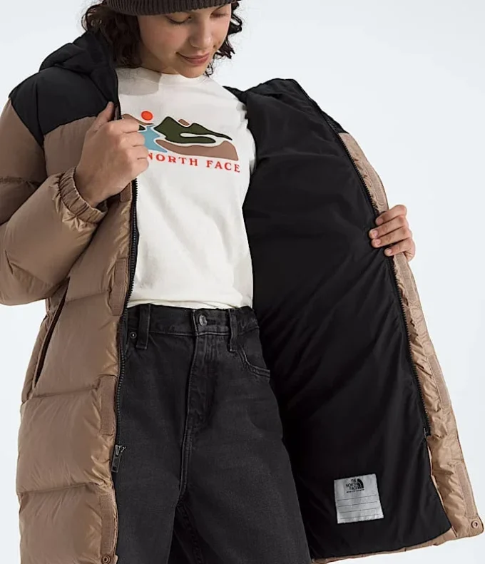 Nuptse lång parkas för pojkar och flickor Nuptse lång parkas för pojkar och flickor